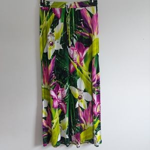 Worthington Petite Women's Side Ruched Curve Hem Wrap Maxi Floral Skirt